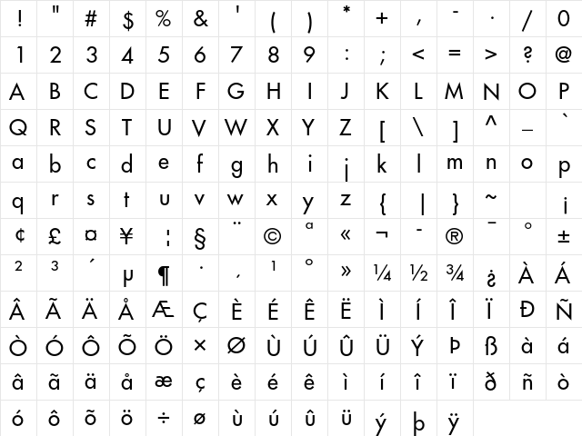 Futura Std Medium font glyphpreview