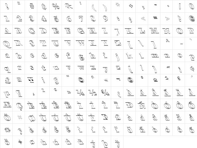 FZ ROMAN 26 HOLLOW LEFTY Normal font glyphpreview