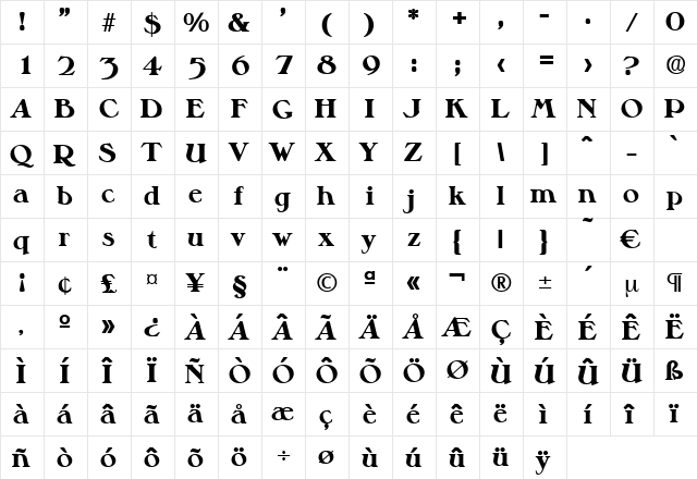 Melbourne-Bold Regular font glyphpreview