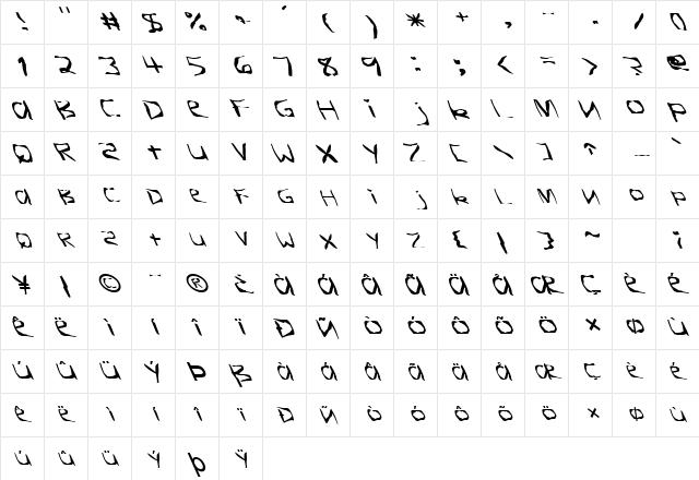 FZ WARPED 26 LEFTY Normal font glyphpreview