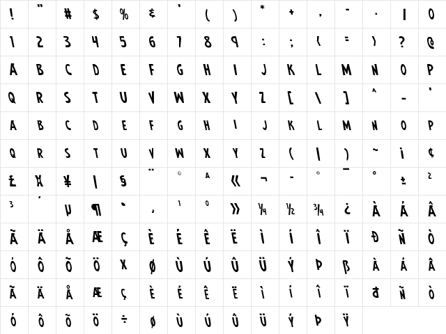 Earth's Mightiest Leftalic Italic font glyphpreview