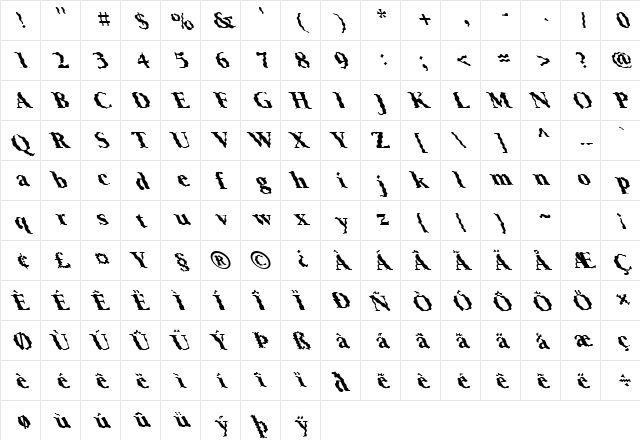 FZ ROMAN 24 WAVEY LEFTY Normal font glyphpreview