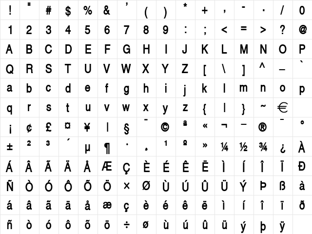 AlpsCondensed Bold font glyphpreview