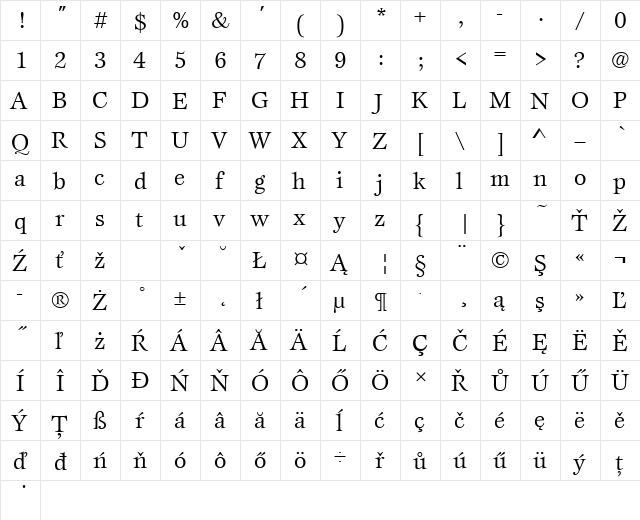 EspritItcTEE Regular font glyphpreview