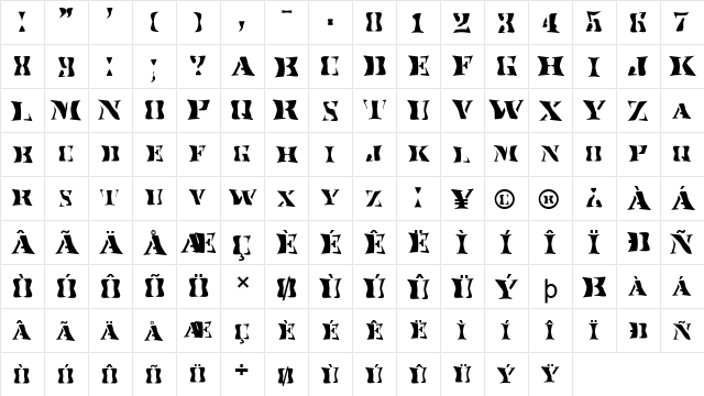 FZ WARPED 17 Normal font glyphpreview