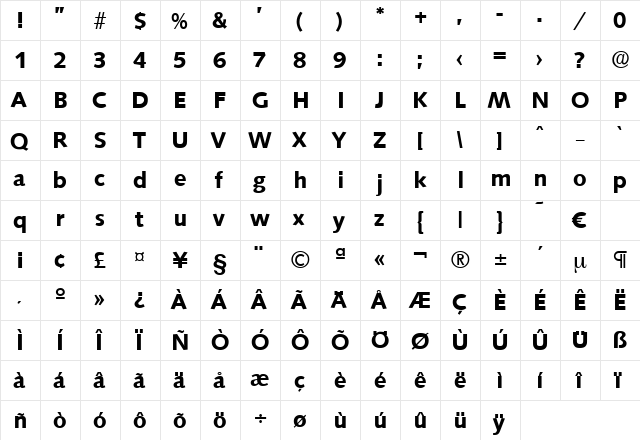 Saxony-DemiBold Regular font glyphpreview