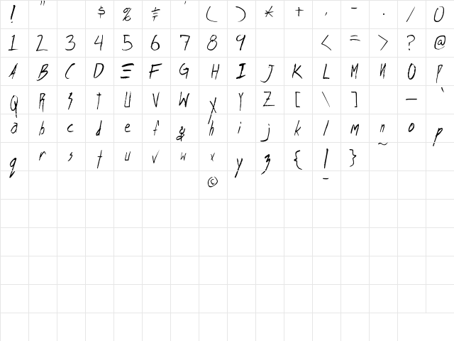 Shank's Regular font glyphpreview