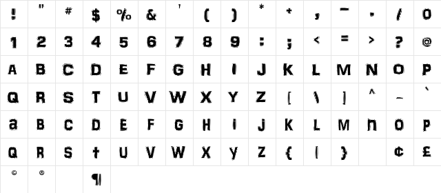 FrankenTOHO Regular font glyphpreview