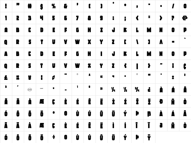 Frost Giant Condensed Condensed font glyphpreview