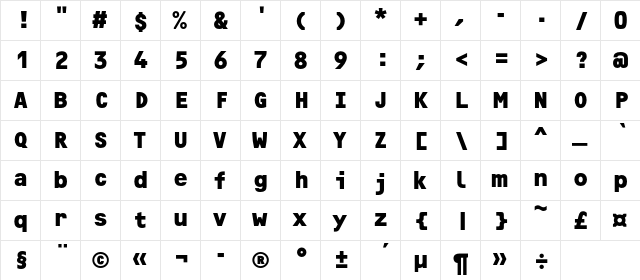 OCRF-BoldC Regular font glyphpreview