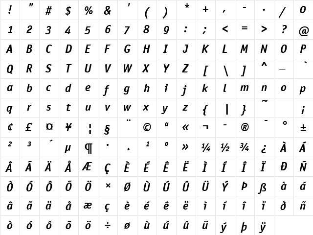 Officina Sans OS ITC TT BoldIta font glyphpreview