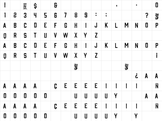 Wood Hell Company Regular font glyphpreview