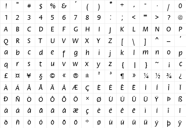 FZ BASIC 17 Normal font glyphpreview