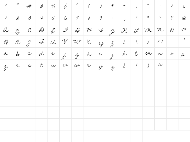 LD Fine Script 3 Regular font glyphpreview