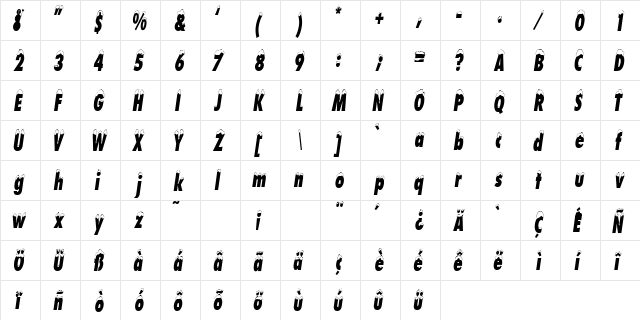 SchneehutCondensed Regular font glyphpreview