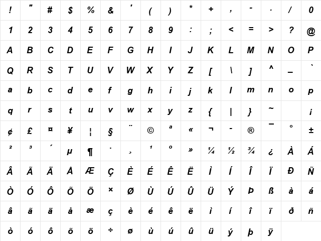 Utsaah Bold Italic font glyphpreview