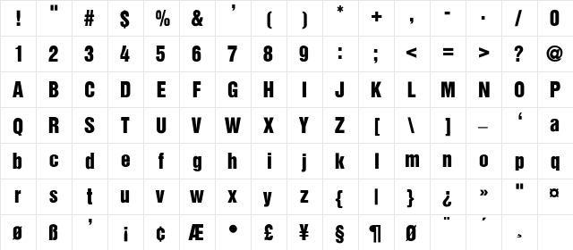 HelveticaInserat-Roman-SemiBold Regular font glyphpreview