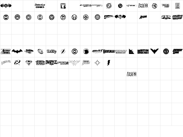 DC Comics Regular font glyphpreview