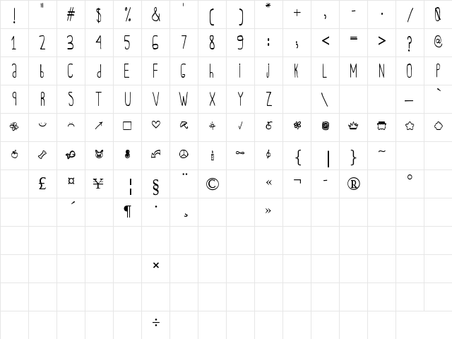 Oh_Adrian&Vickie Regular font glyphpreview