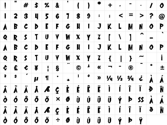 Oyster Bar BTN Exp Bold Regular font glyphpreview