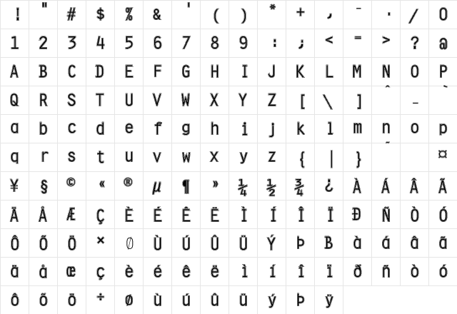 FZ DIGITAL 4 CONTOUR Normal font glyphpreview