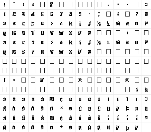 FZ WARPED 19 Normal font glyphpreview
