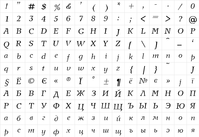 NewJournalC Italic font glyphpreview