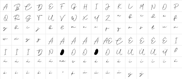 Anjel Script Regular font glyphpreview