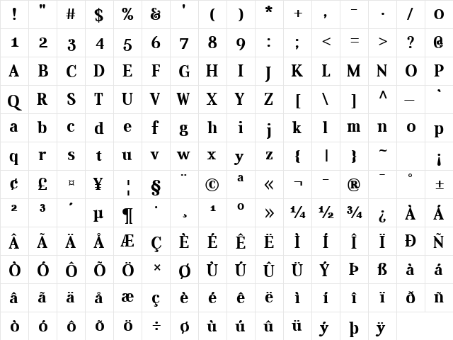 Aver Bold font glyphpreview