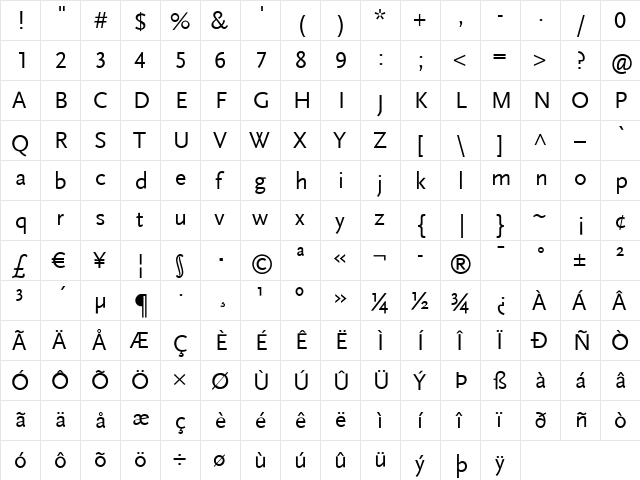 ScalaSansLF Regular font glyphpreview