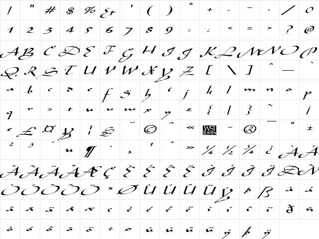 AladdinExpanded Italic font glyphpreview