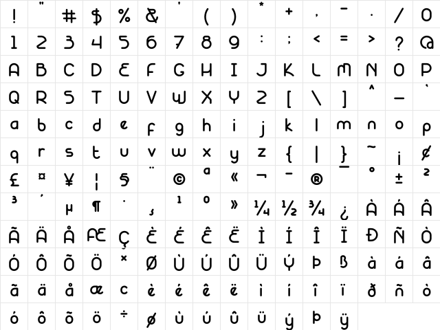 Nodelines Regular font glyphpreview