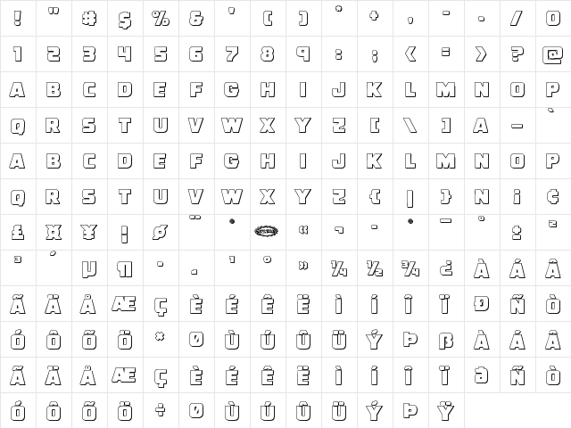 Uglier Things 3D Regular font glyphpreview