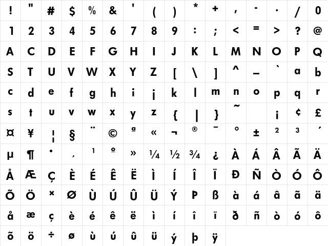 FuturaEF Heavy font glyphpreview
