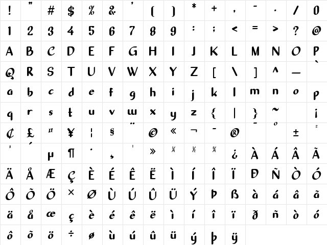 Sellyn Regular font glyphpreview