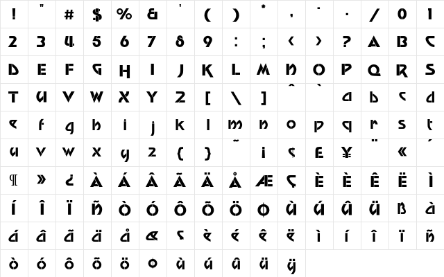 Breadline Normal font glyphpreview