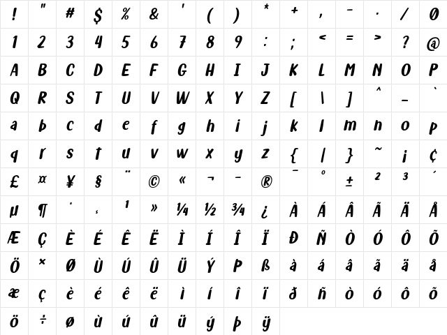 Fish Grill Italic font glyphpreview