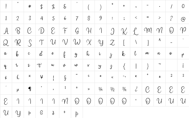Relista Regular font glyphpreview