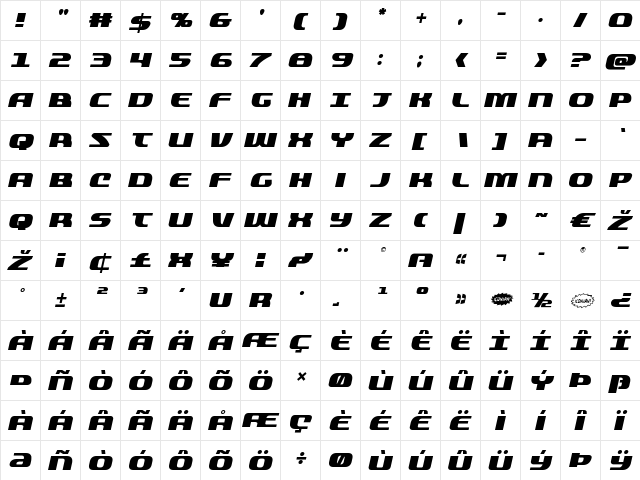 Quickening Italic Italic font glyphpreview