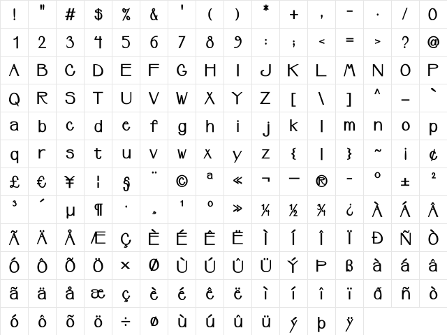 Upperclass Regular font glyphpreview