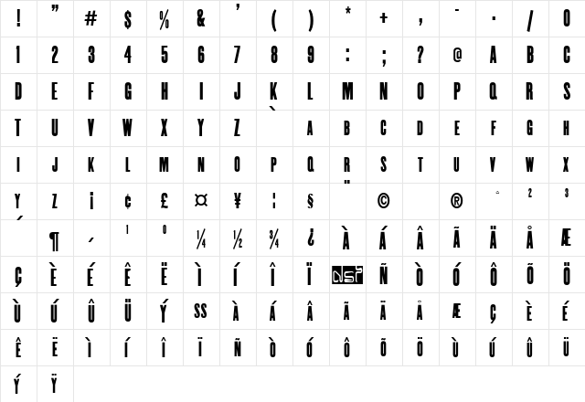 Enge Holzschrift Regular font glyphpreview