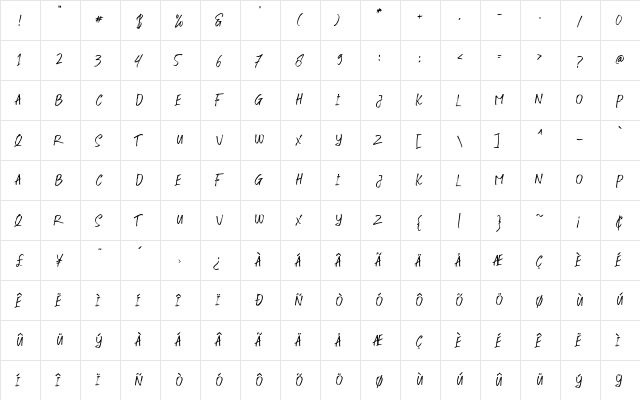 Fusterd Brush Two Regular font glyphpreview