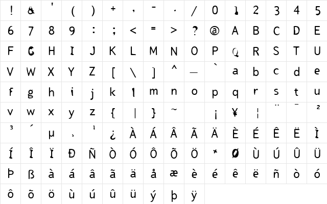 Tjackluder Regular font glyphpreview