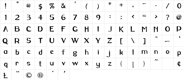 French Creek Bold Regular font glyphpreview