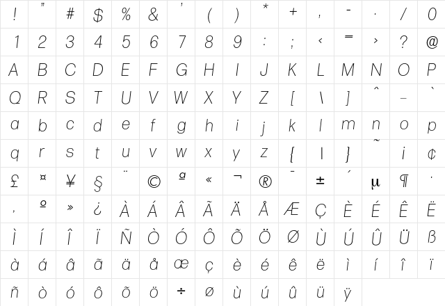 Formula-XlightIta Regular font glyphpreview