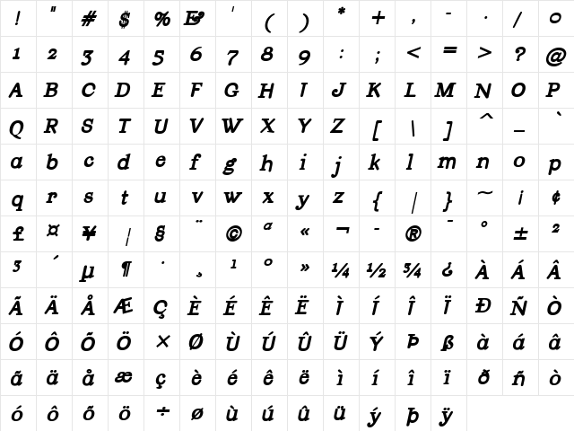 Andromeda ExtraBold Italic font glyphpreview