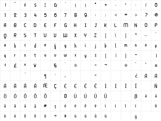 BruhnScript Straightened font glyphpreview