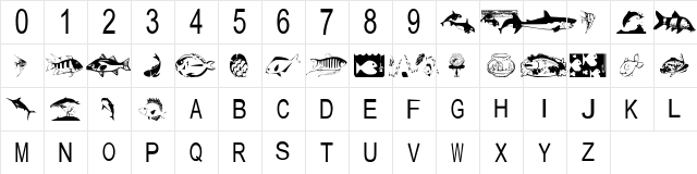 tungfont fish Regular font glyphpreview