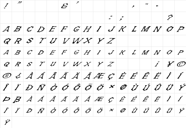 FZ UNIQUE 5 ITALIC Normal font glyphpreview