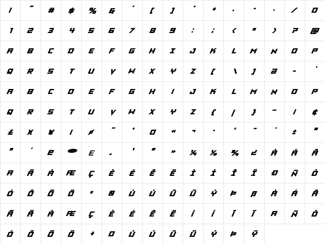 Viking Squad Bold Italic Bold Italic font glyphpreview